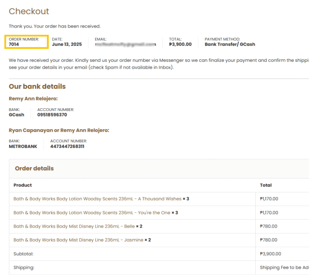 sample checkout